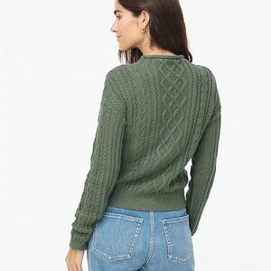 NWT J Crew Mockneck Cable-knit Sweater Medium Green